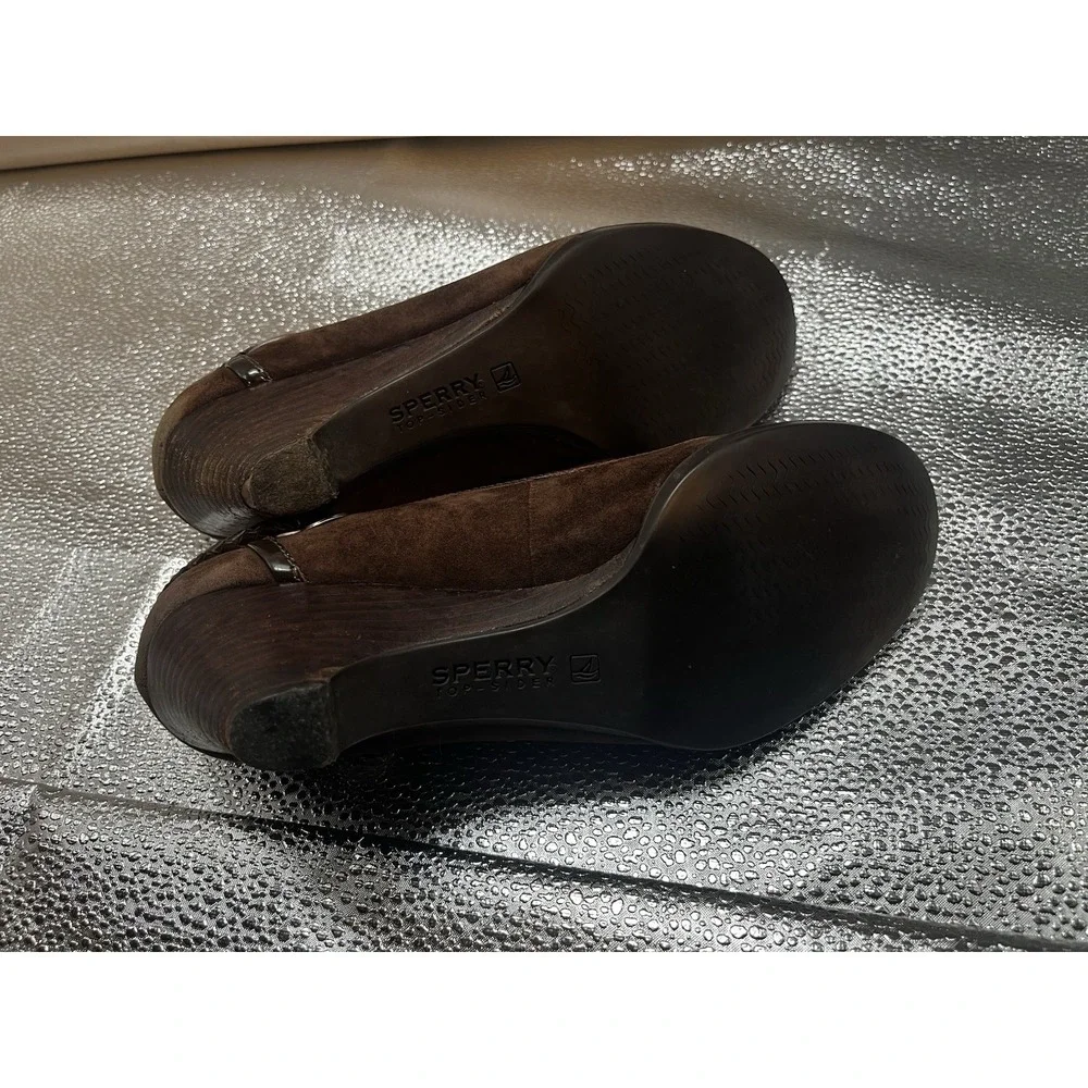 Womens‎ Sperry Top-Sider Boat wedge heels Brown with braided trim detailing 7M